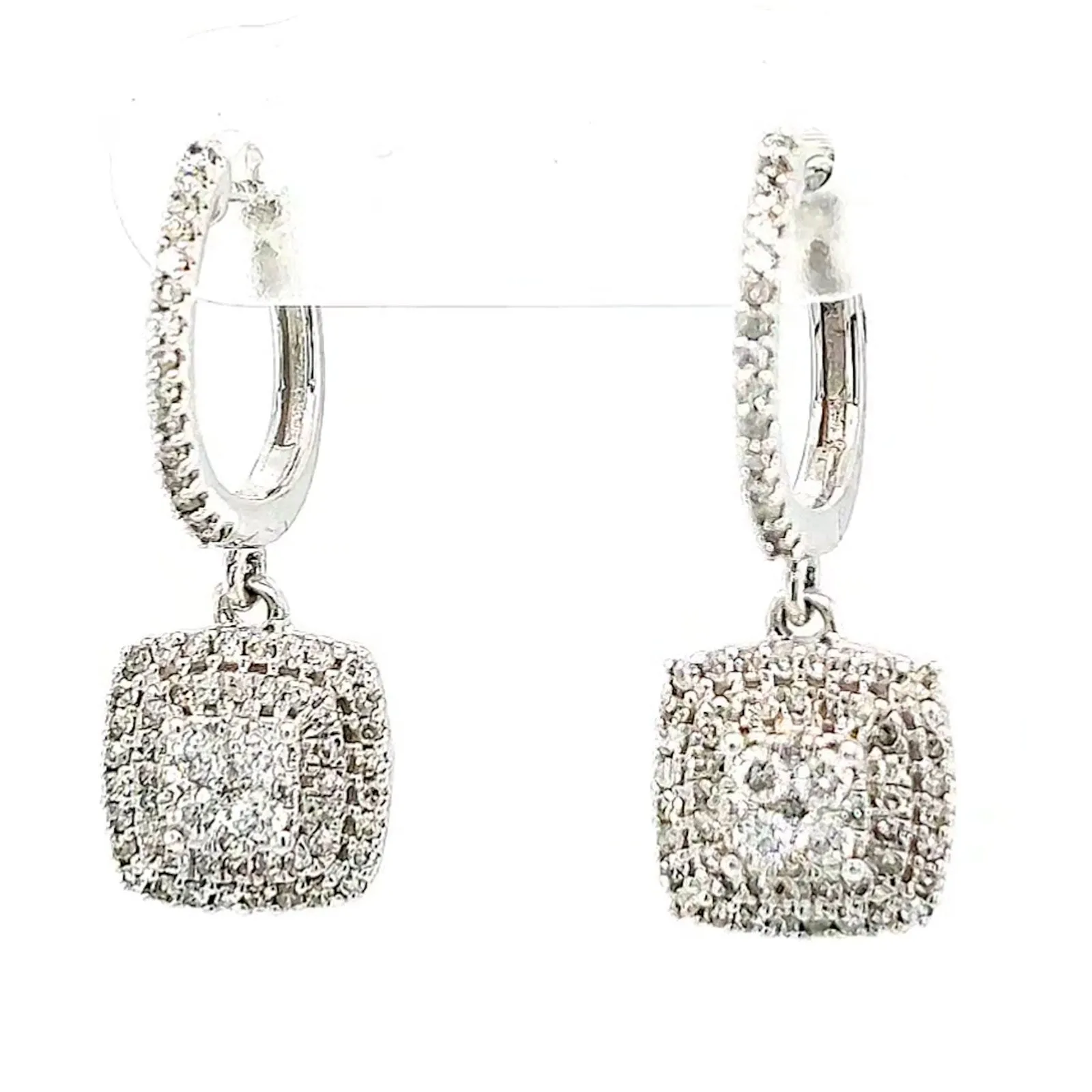London 9ct White Gold Round Brilliant Cut with 1/2 CARAT tw of Diamonds Drop Earrings