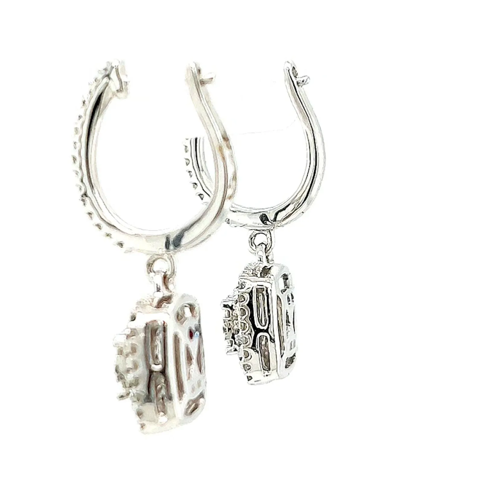 London 9ct White Gold Round Brilliant Cut with 1/2 CARAT tw of Diamonds Drop Earrings
