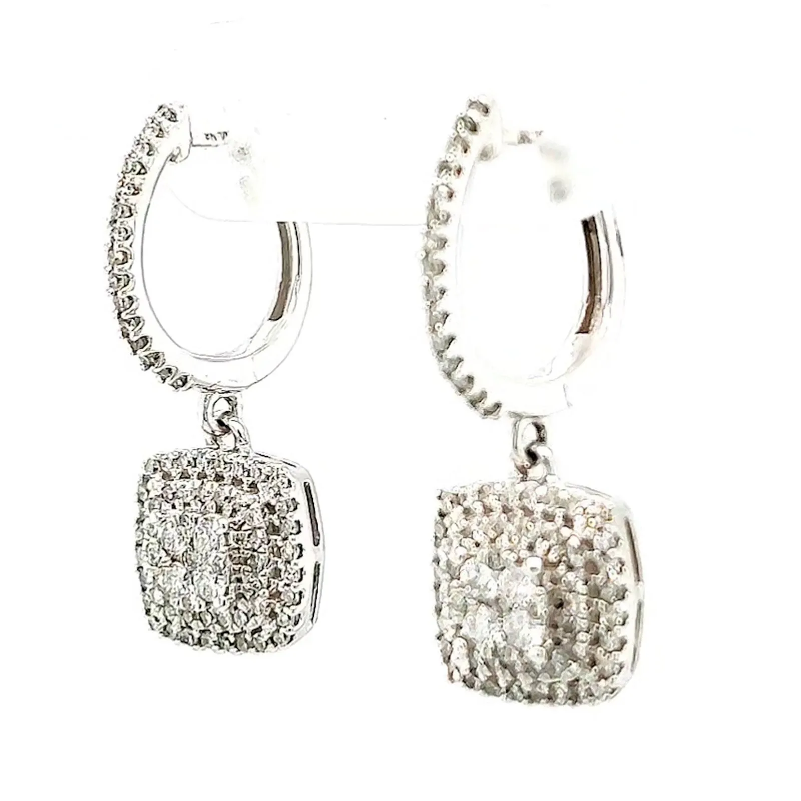 London 9ct White Gold Round Brilliant Cut with 1/2 CARAT tw of Diamonds Drop Earrings