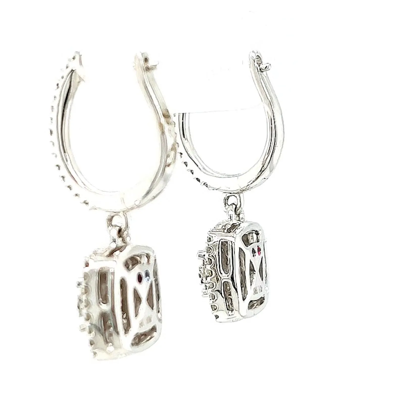 London 9ct White Gold Round Brilliant Cut with 1/2 CARAT tw of Diamonds Drop Earrings