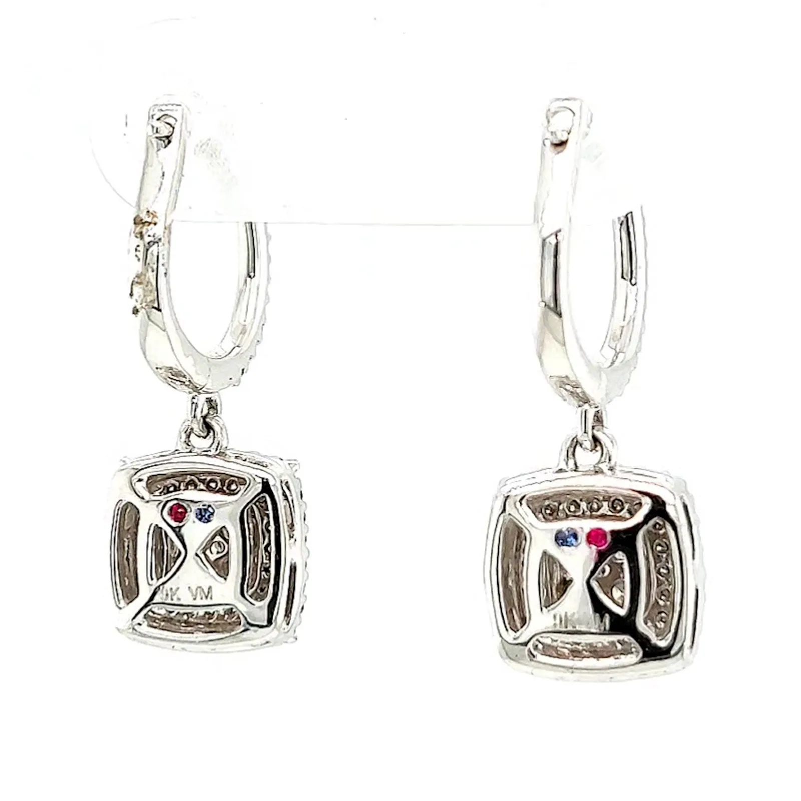 London 9ct White Gold Round Brilliant Cut with 1/2 CARAT tw of Diamonds Drop Earrings