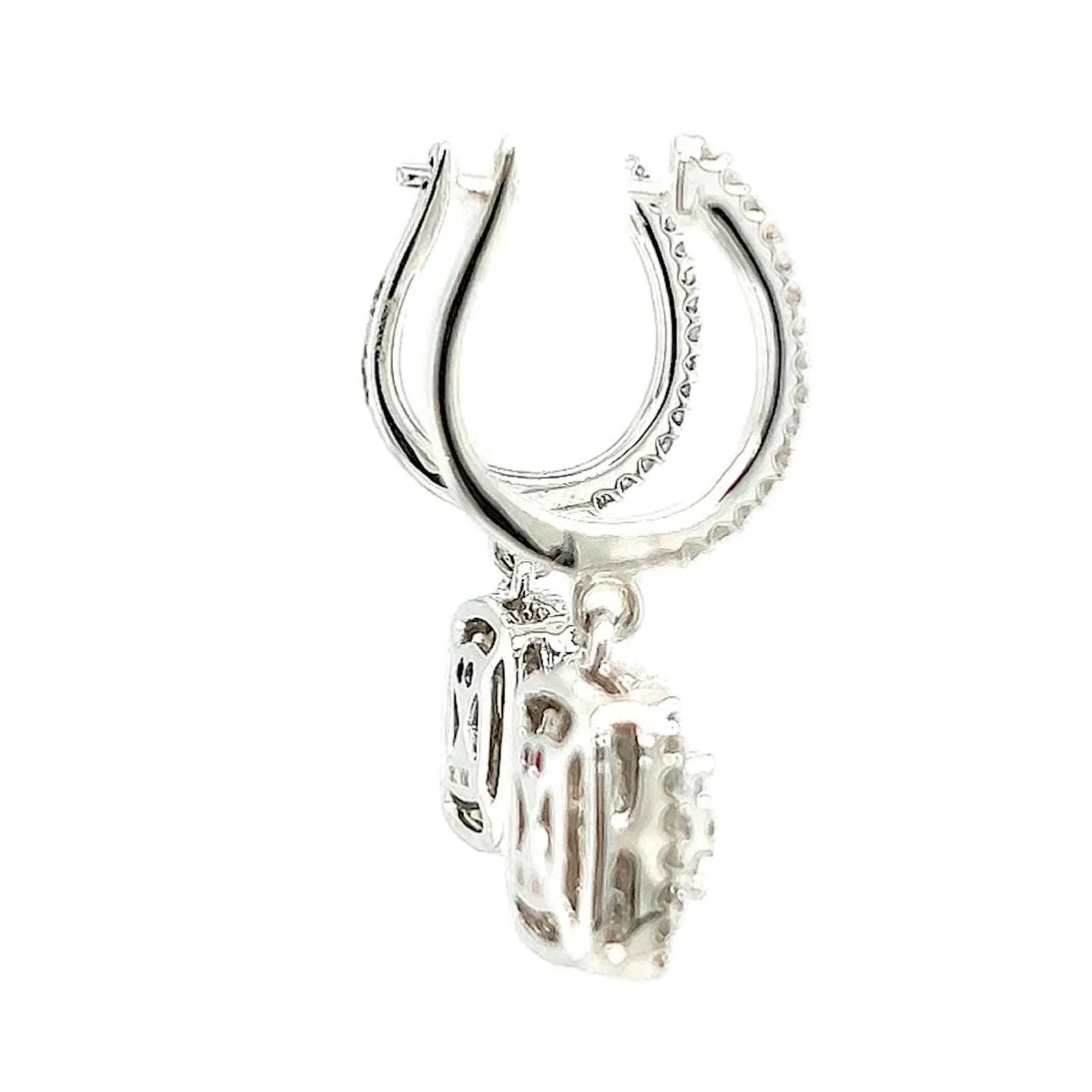 London 9ct White Gold Round Brilliant Cut with 1/2 CARAT tw of Diamonds Drop Earrings