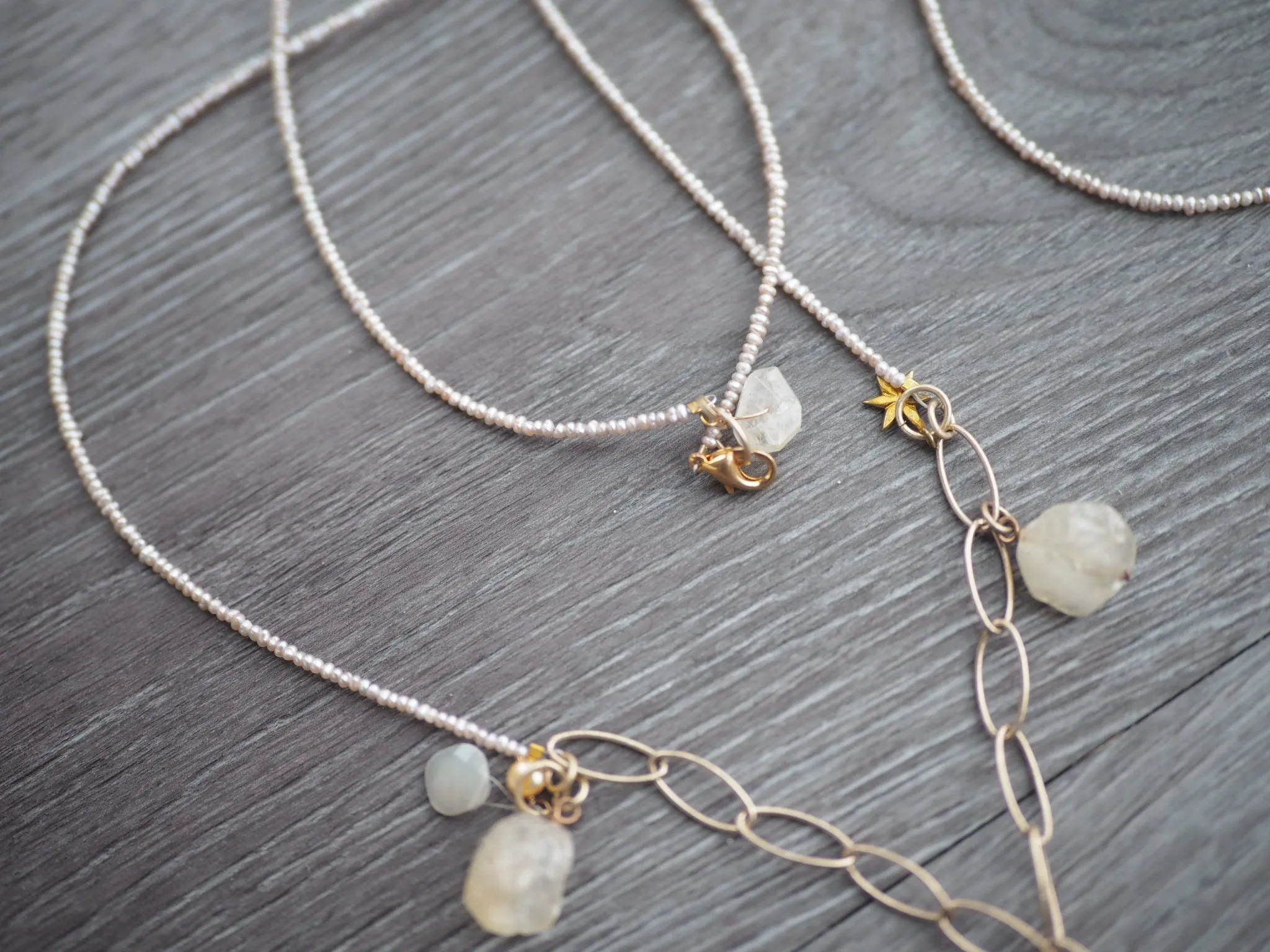 Long ethnic Necklace - Pearls and Citrine