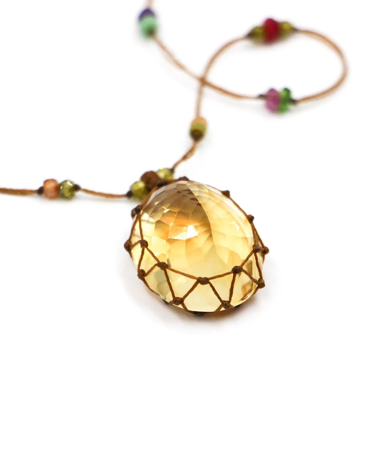 Long Tibetan Necklace - Citrine