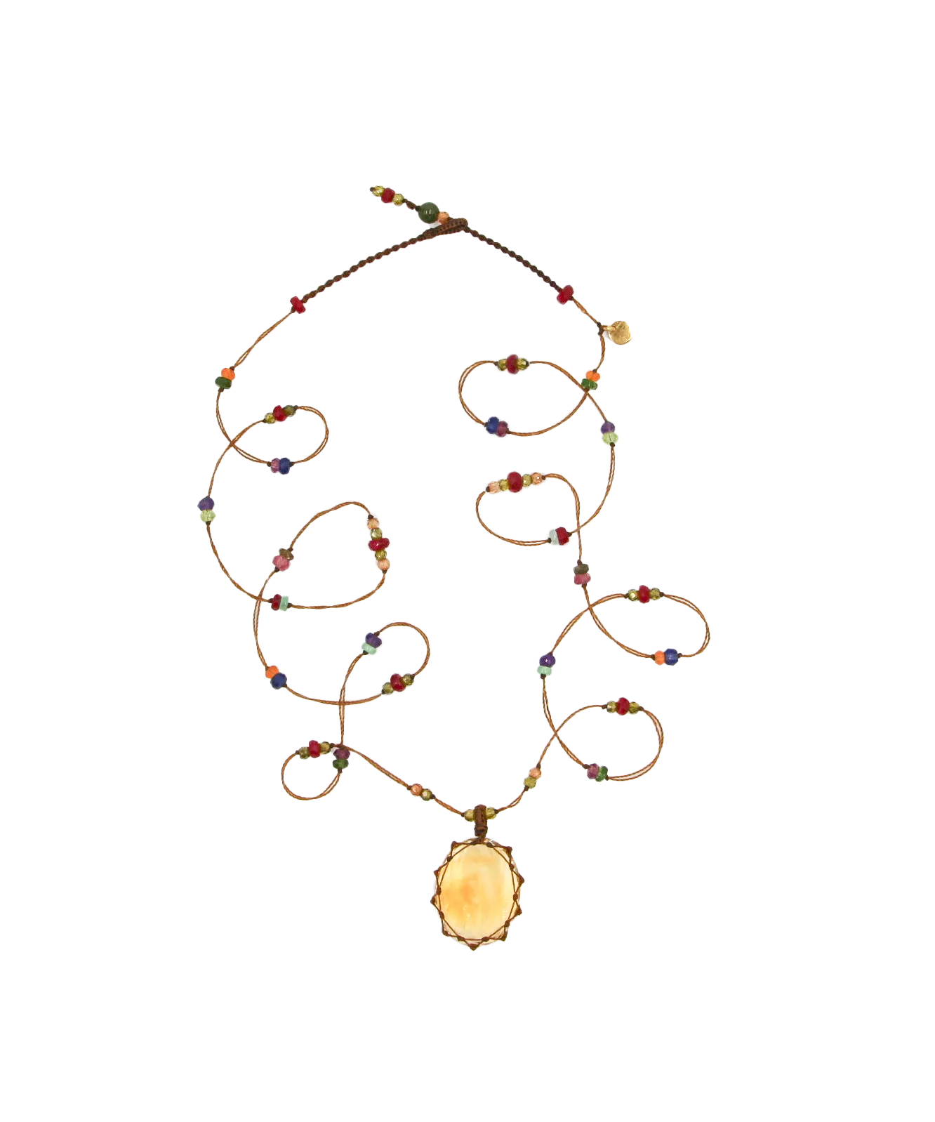 Long Tibetan Necklace - Citrine