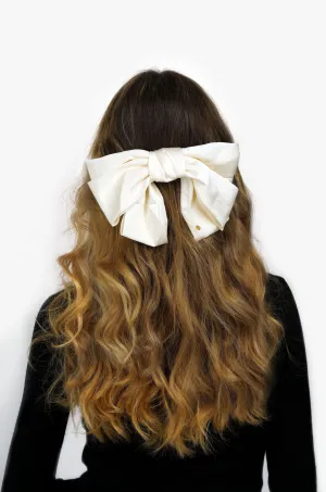 Lottie Oversized Satin Hair Bow - Ivory