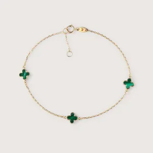 Lucky Clover Gold Station 9K Gold Bracelet