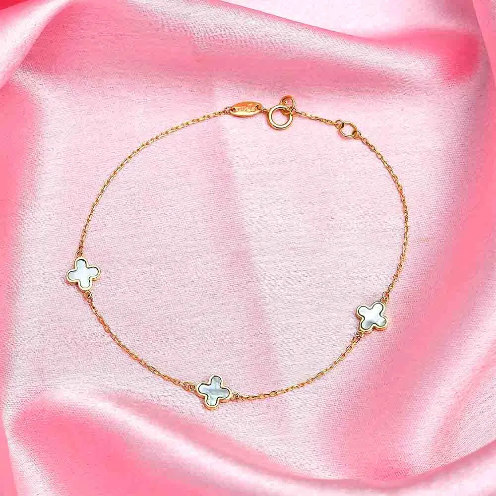 Lucky Clover Gold Station 9K Gold Bracelet