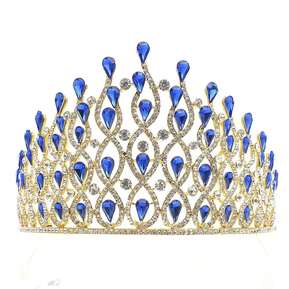 Luxury Multi Layer Crystal Drops Royal Queen Tiara Headband Crown