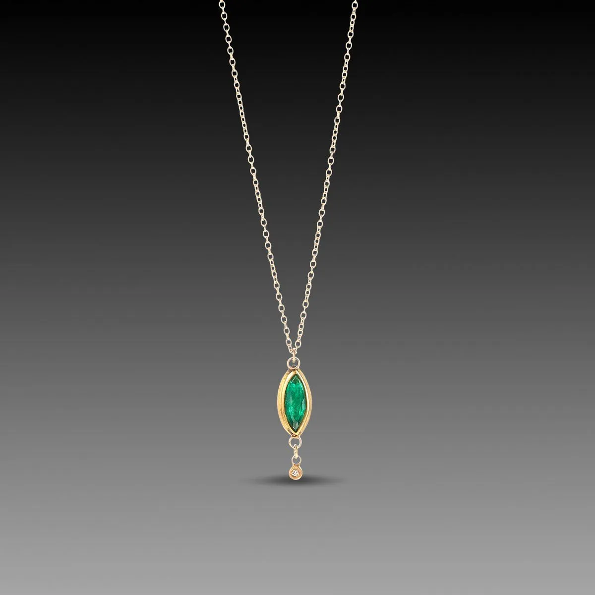 Marquise Emerald Necklace with Diamond Drop