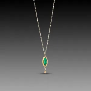 Marquise Emerald Necklace with Diamond Drop