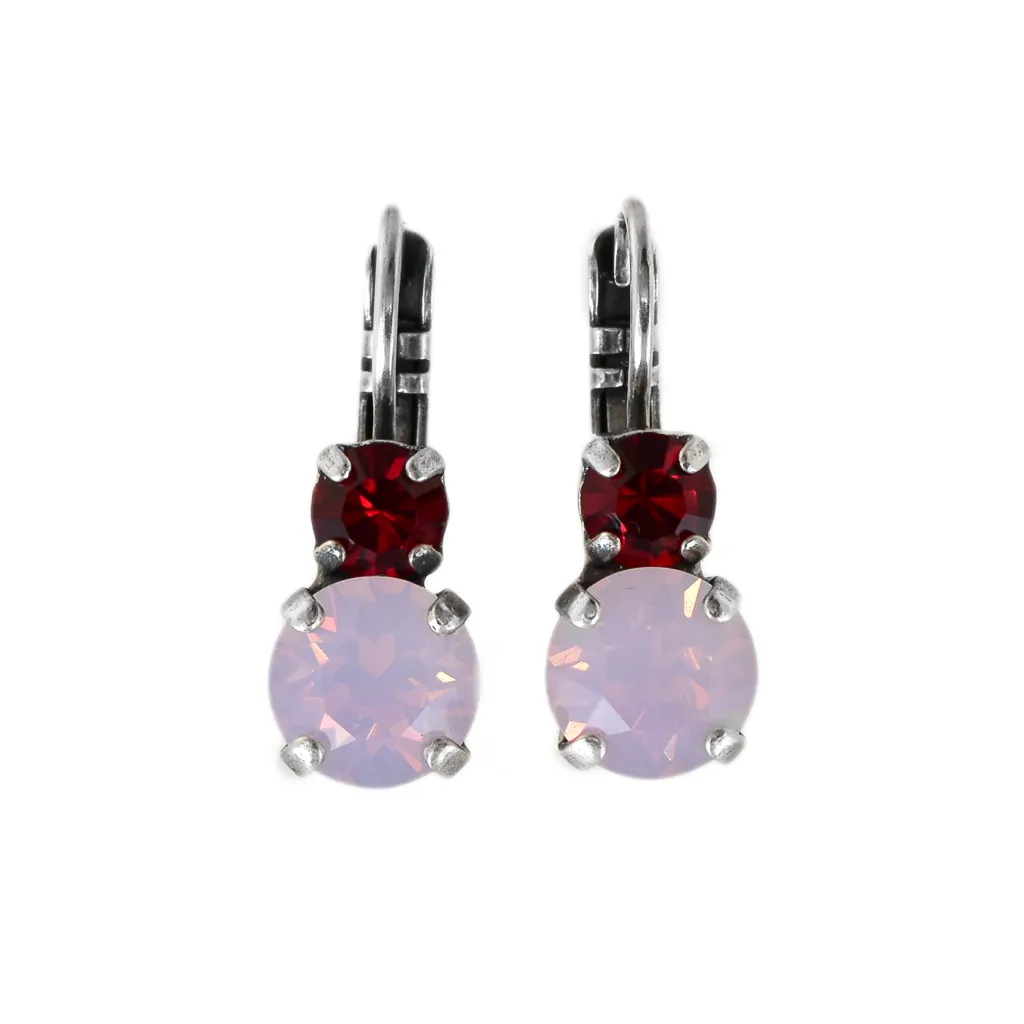 Medium Double Stone Leverback Earrings in "True Romance"  *Custom*