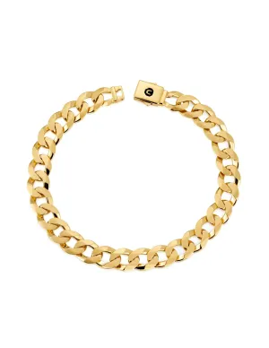 Mens Curb Chain Bracelet Finished in 18kt Yellow Gold