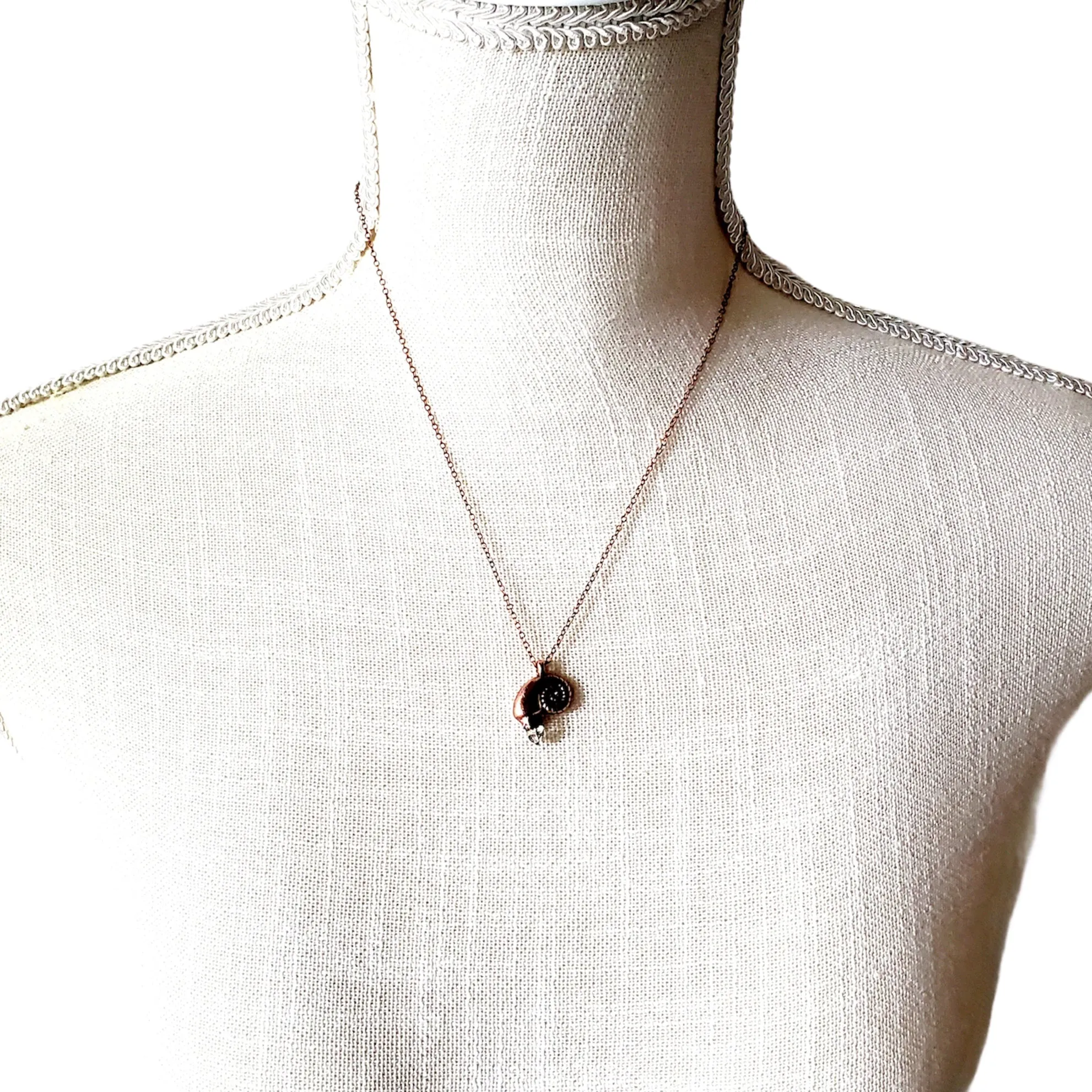 MergingMetals Necklace: Herkimer Diamond Nautilus