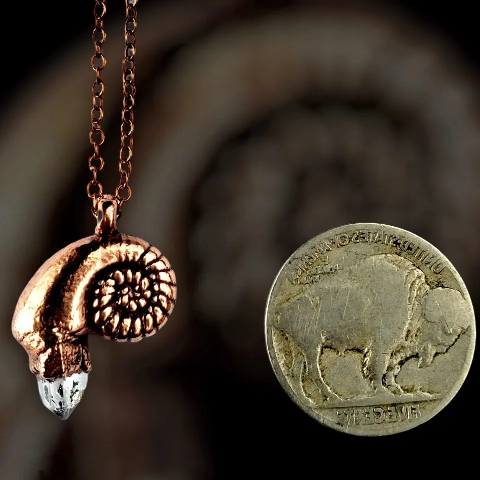 MergingMetals Necklace: Herkimer Diamond Nautilus