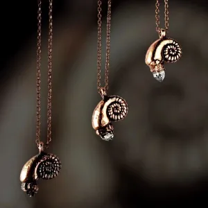 MergingMetals Necklace: Herkimer Diamond Nautilus