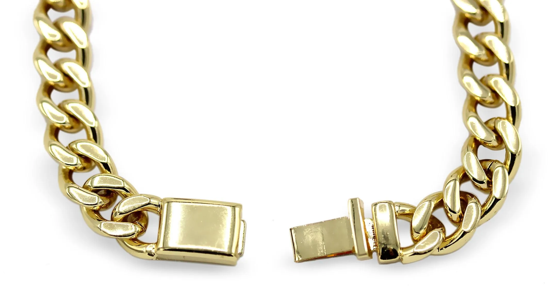 Miami Cuban Link Chain Bracelet 18K Gold Plated Miami Cuban Stainless Steel