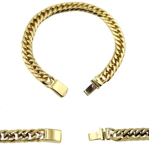 Miami Cuban Link Chain Bracelet 18K Gold Plated Stainless Steel Double Link