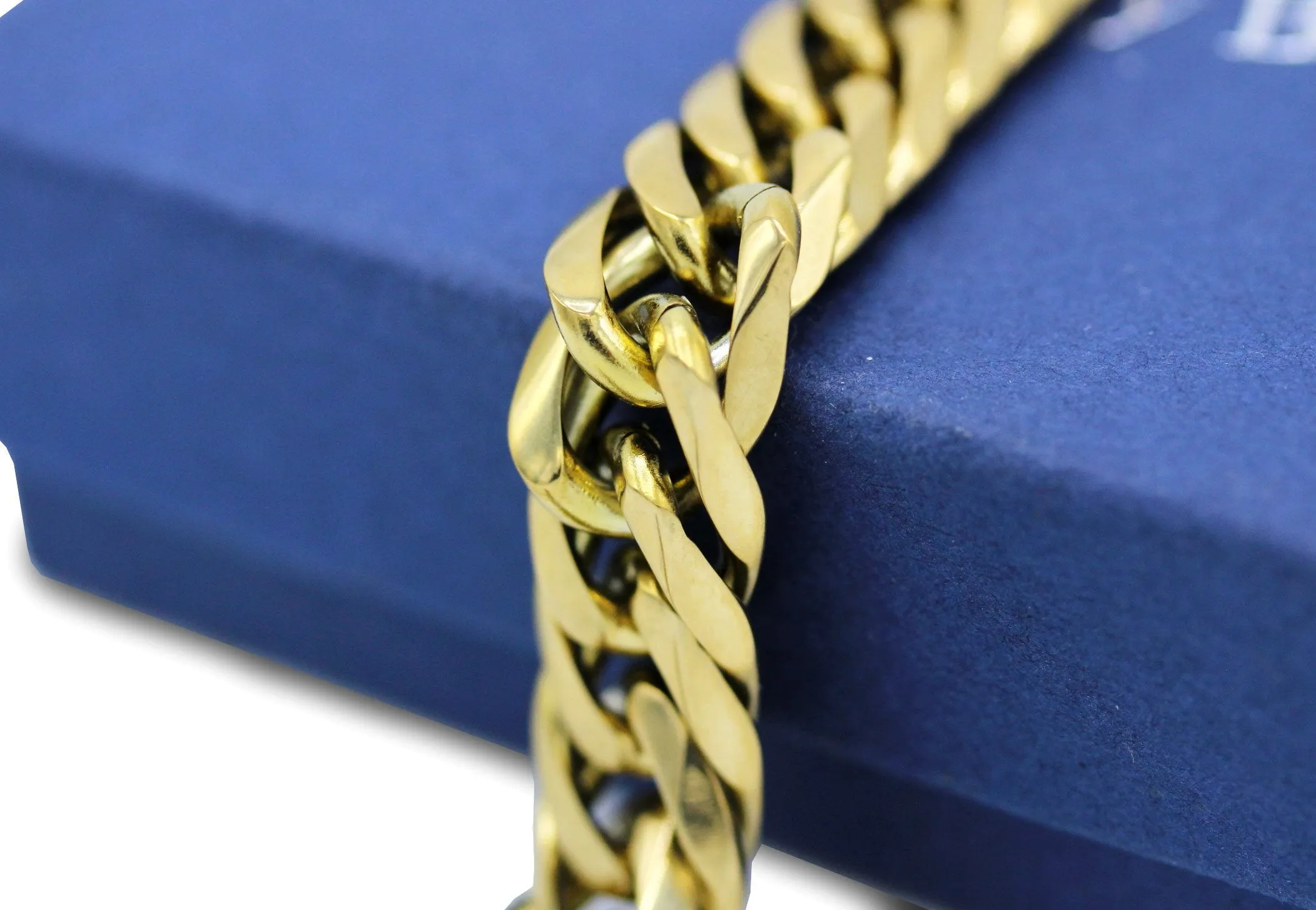 Miami Cuban Link Chain Bracelet 18K Gold Plated Stainless Steel Double Link
