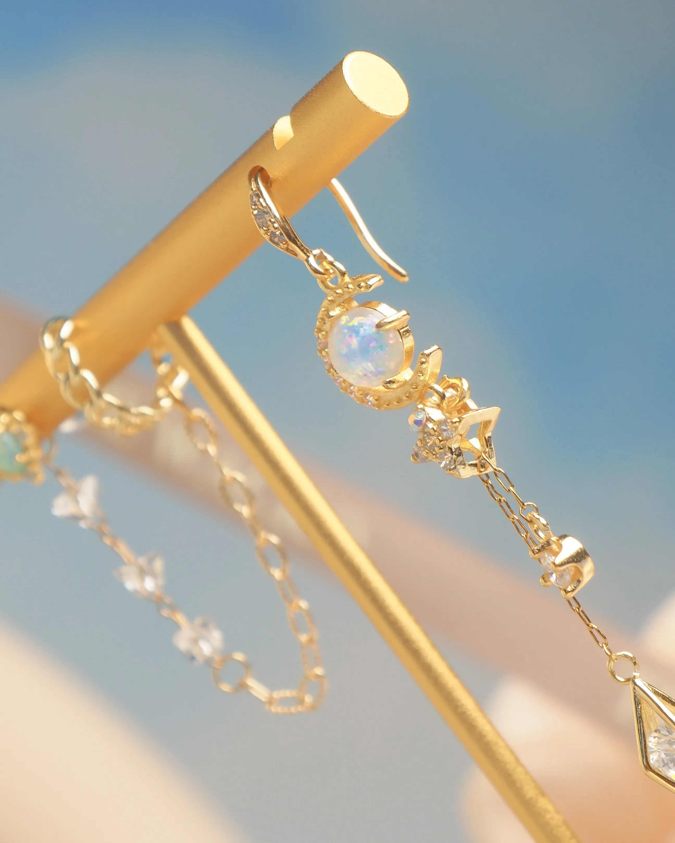 Midnight Opal - Moon Earrings