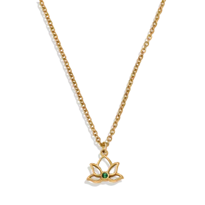 Mini Lotus Birthstone Pendant Necklace