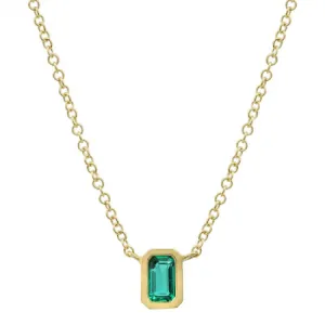 Mixed Shapes Gemstone Bezel Pendant Necklace