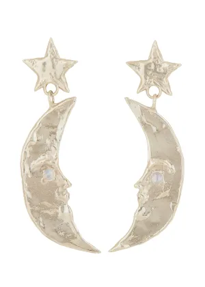 Moon Earrings in White Bronze