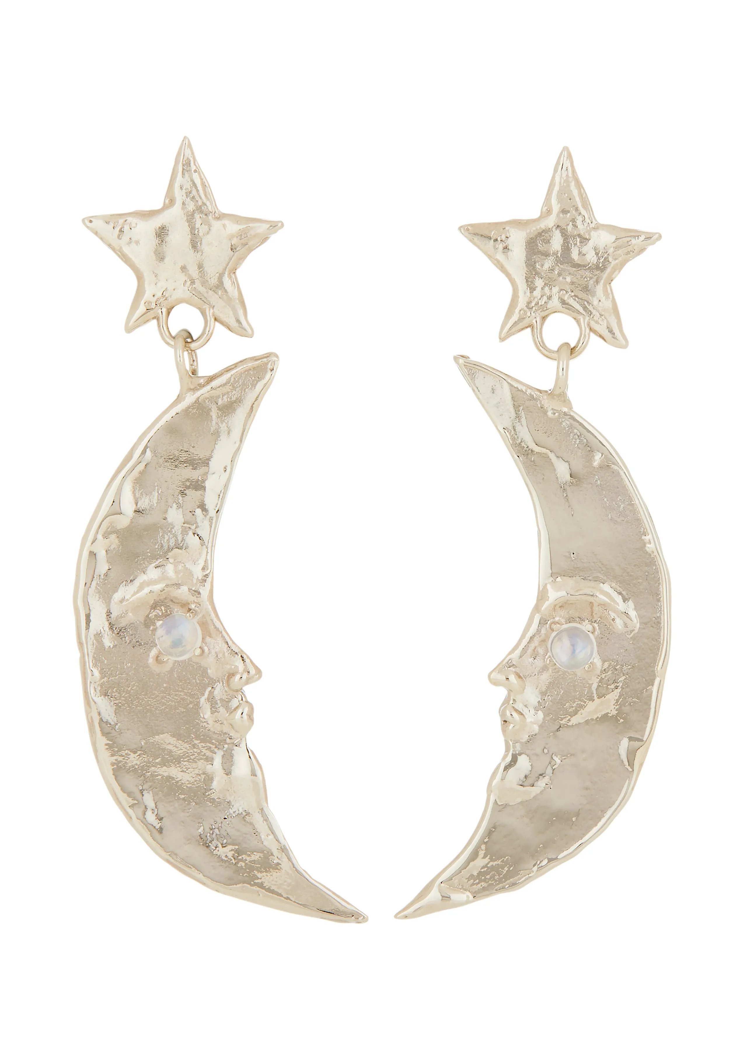 Moon Earrings in White Bronze