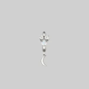 MOONLIGHT. Opal Moon Clicker Hoop Earrings - Silver