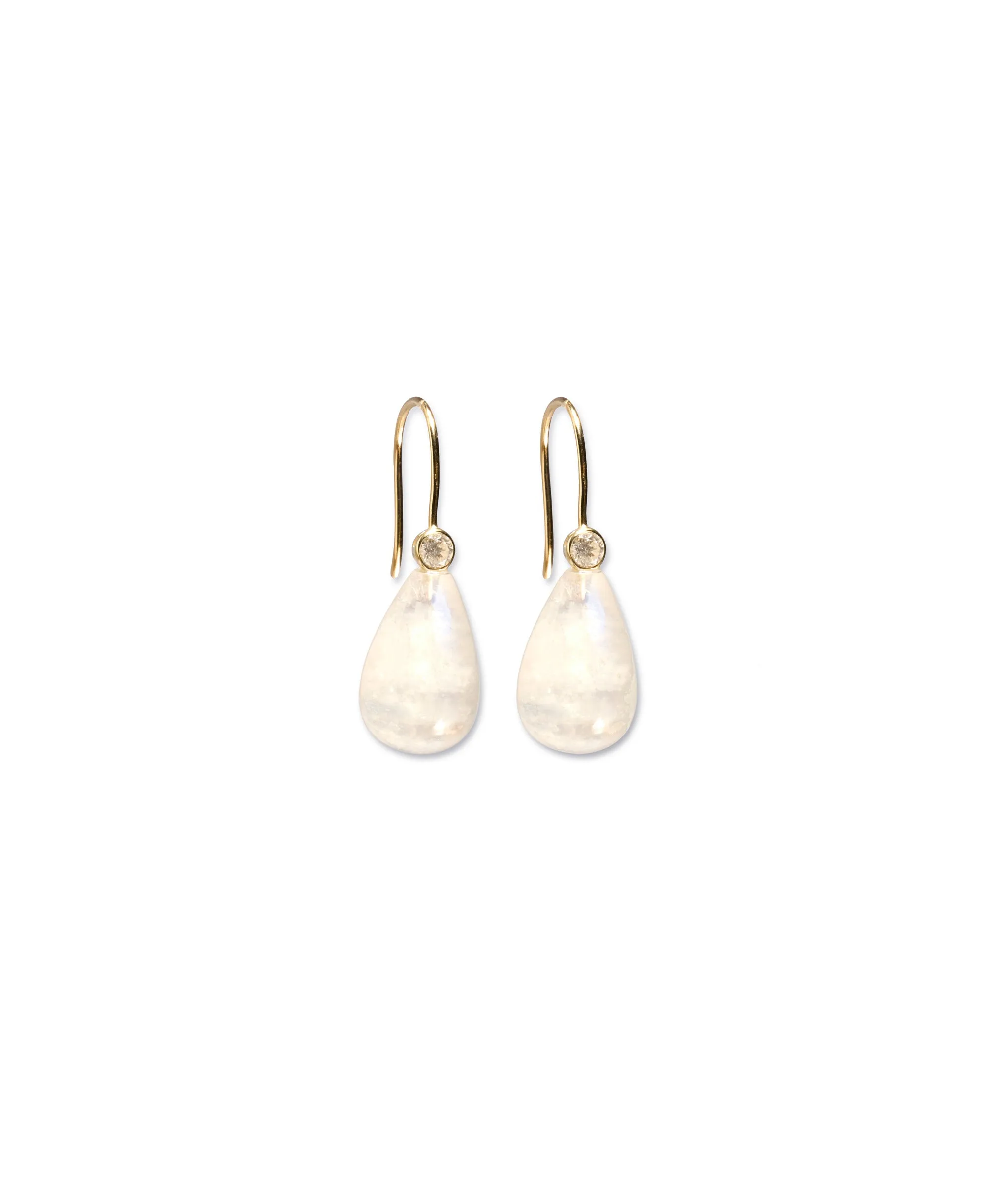 Moonstone & Diamond 14k Gold Earrings