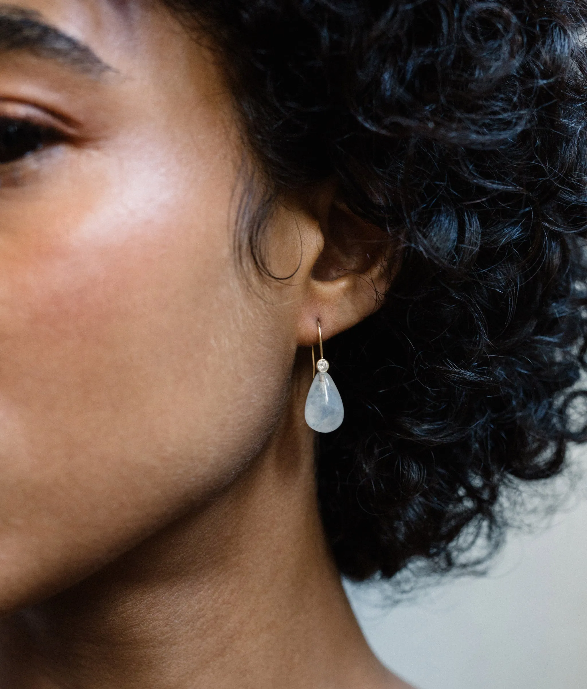 Moonstone & Diamond 14k Gold Earrings
