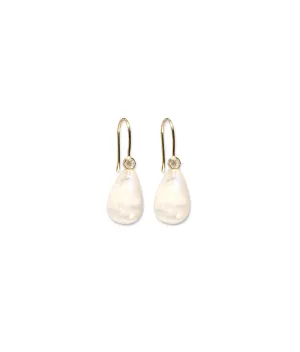 Moonstone & Diamond 14k Gold Earrings