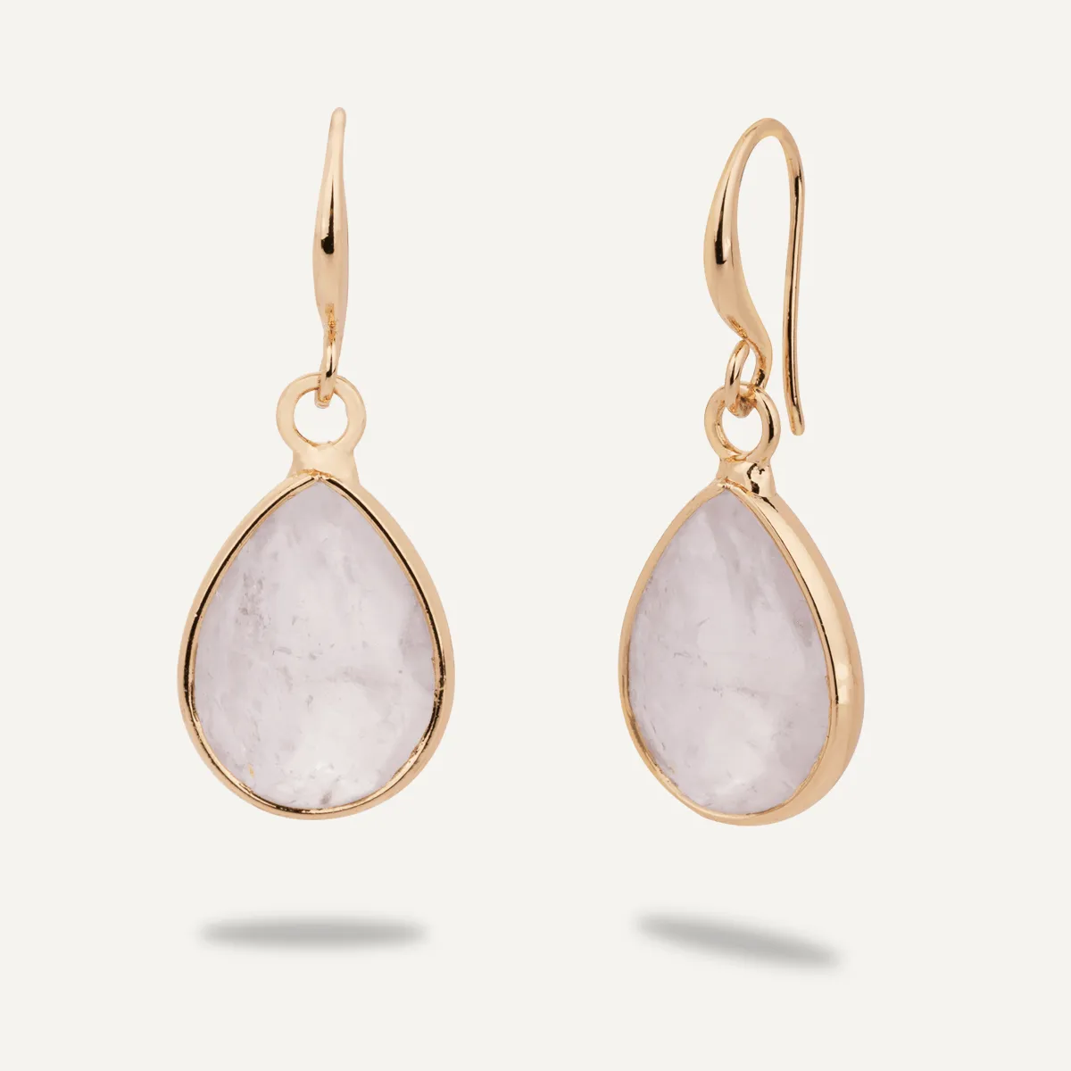 Moonstone Hook Earrings In Gold-Tone
