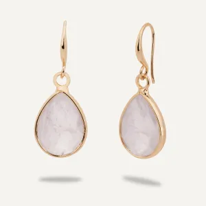Moonstone Hook Earrings In Gold-Tone
