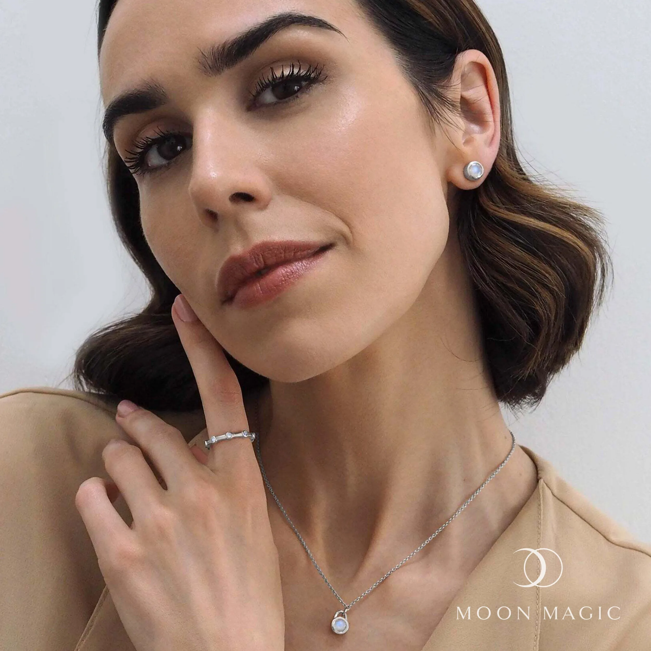 Moonstone Studs - Solitaire