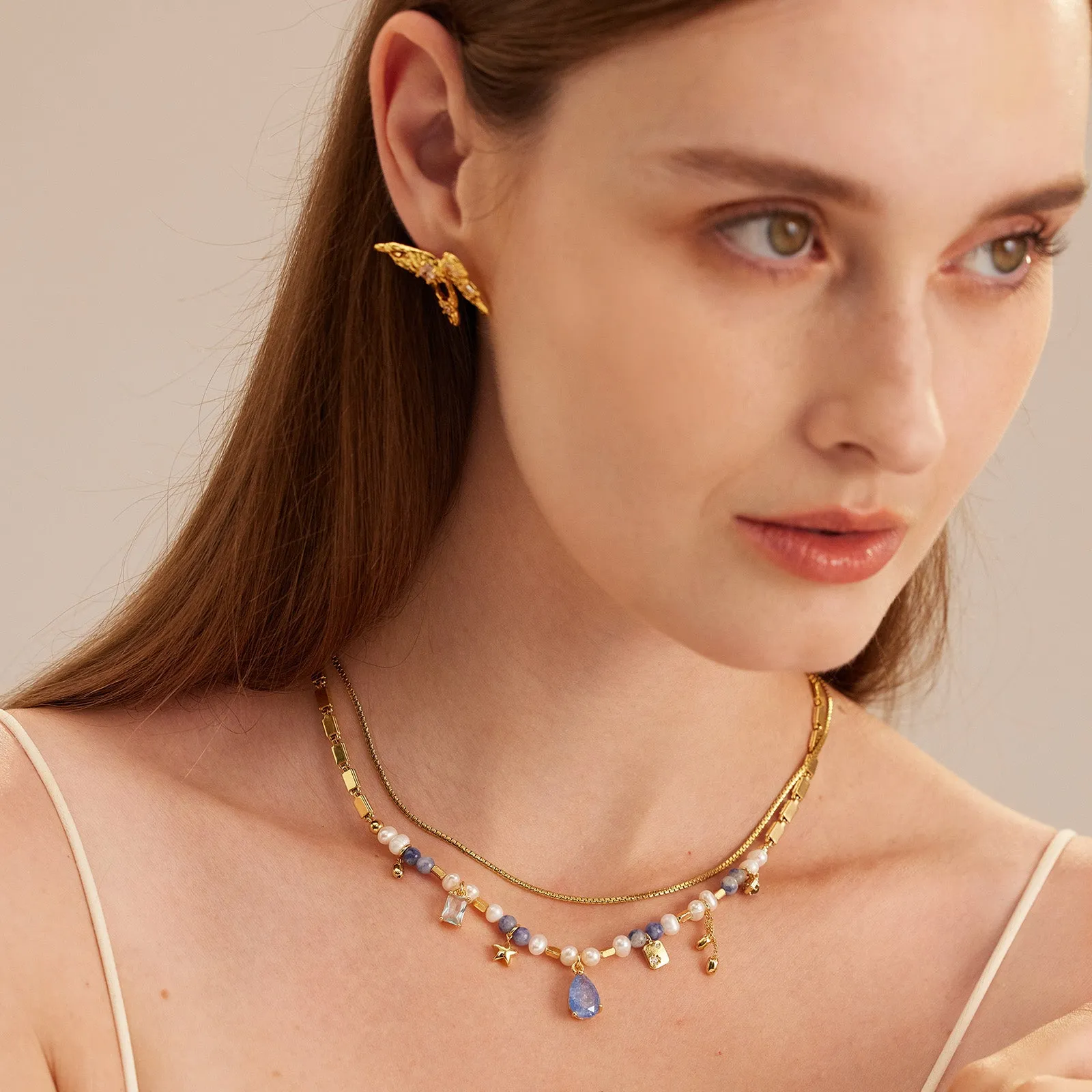 Multi Gemstone Pearl Necklace