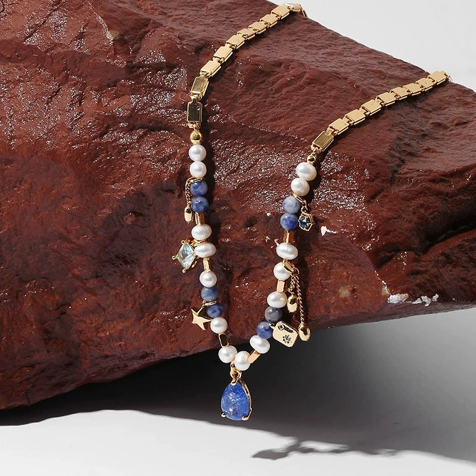 Multi Gemstone Pearl Necklace