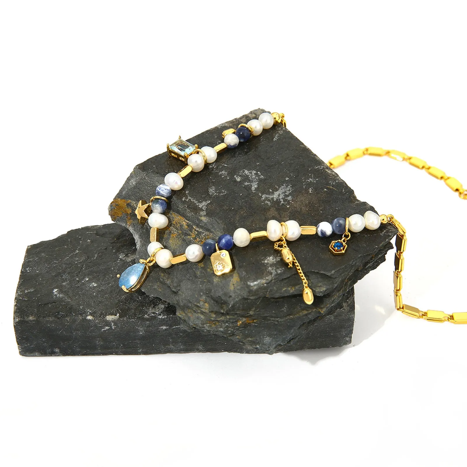 Multi Gemstone Pearl Necklace