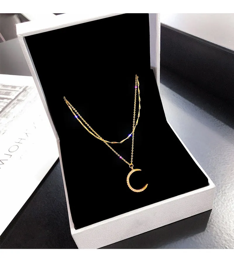 N2343 - Moon Zircon Pendant Necklace