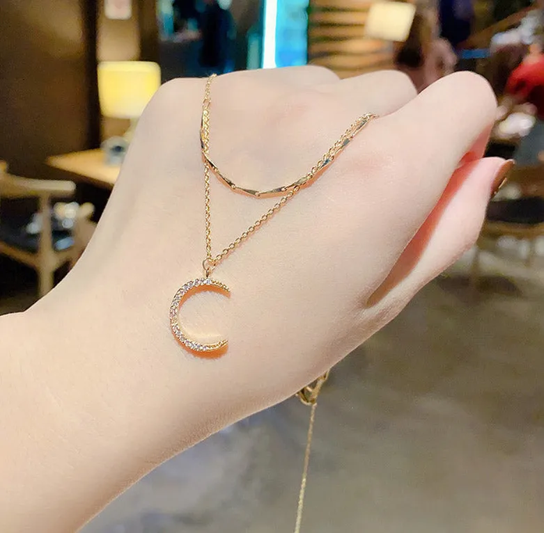 N2343 - Moon Zircon Pendant Necklace