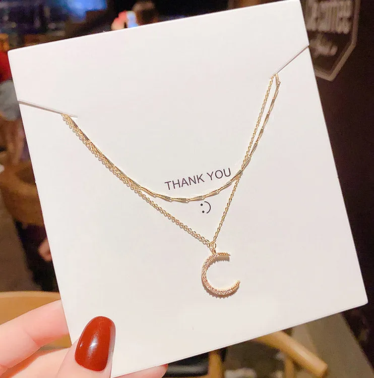 N2343 - Moon Zircon Pendant Necklace