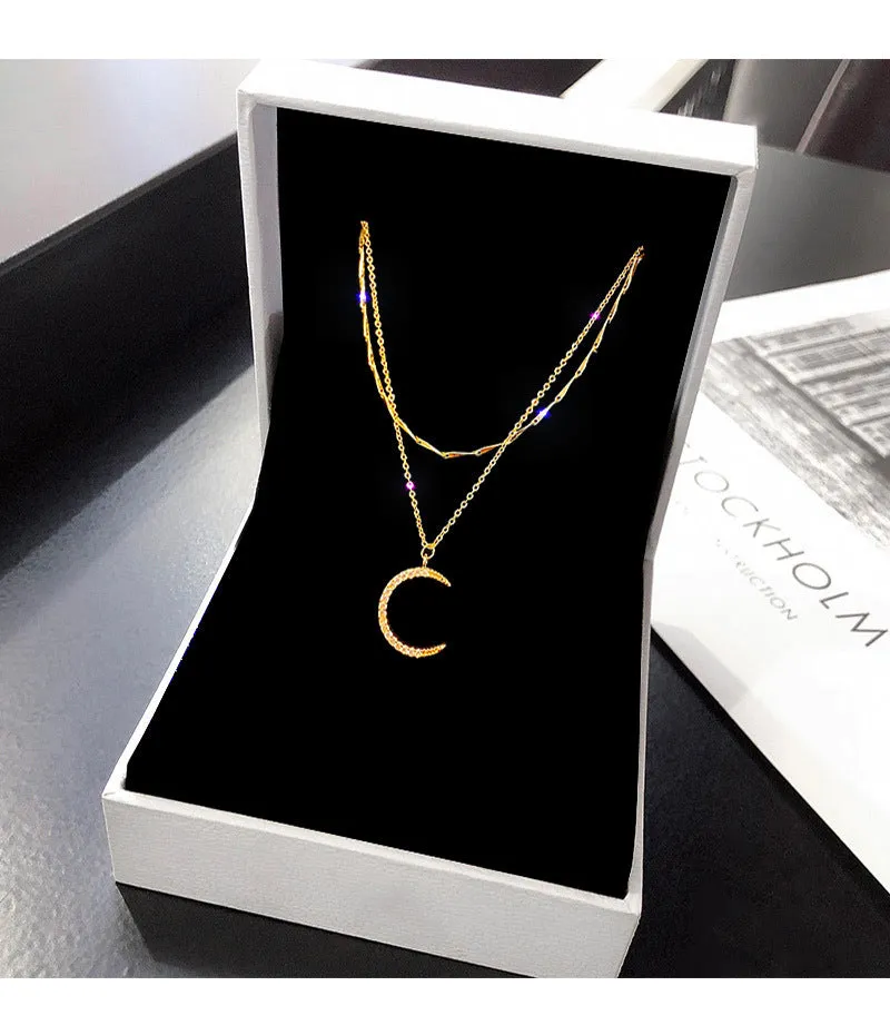 N2343 - Moon Zircon Pendant Necklace