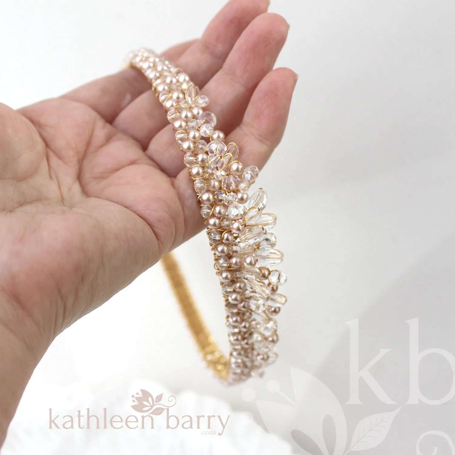Natalie Tiara bridal crown - Clear and pearl (choice of colors) - Two height options