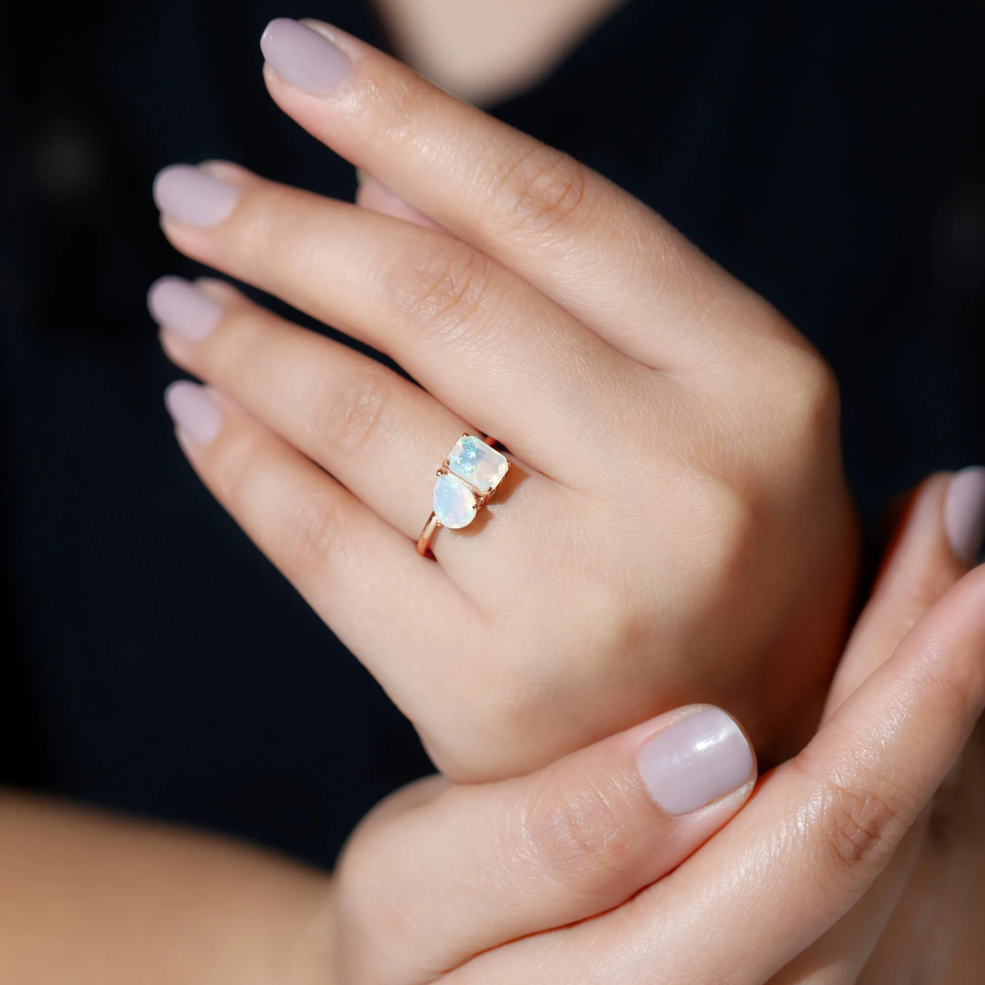 Natural Ethiopian Opal Toi Et Moi Ring