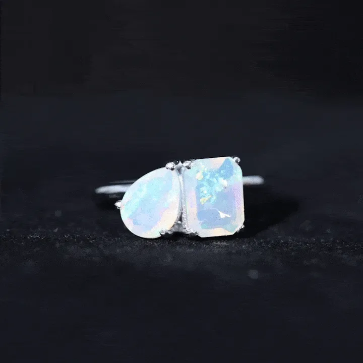 Natural Ethiopian Opal Toi Et Moi Ring