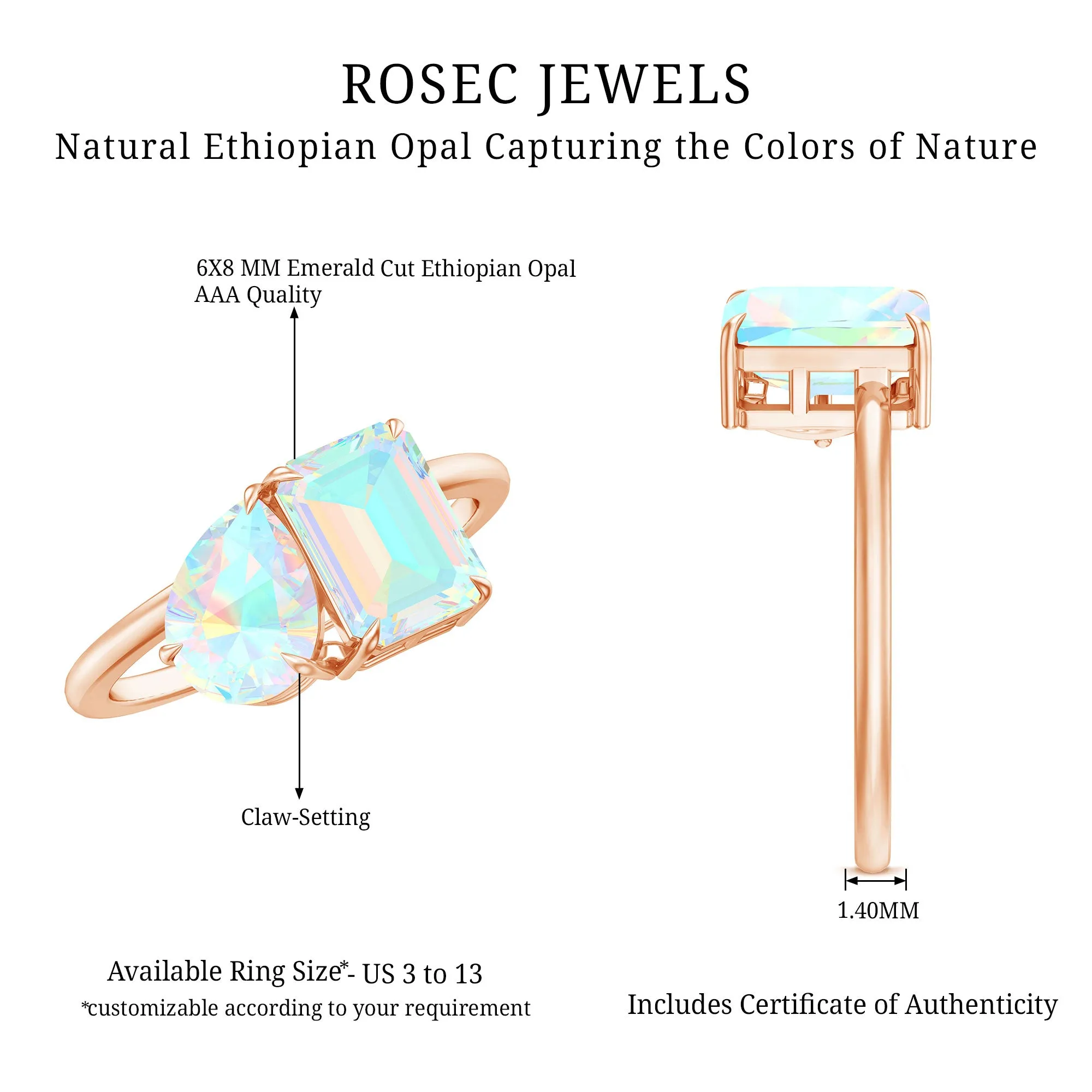 Natural Ethiopian Opal Toi Et Moi Ring