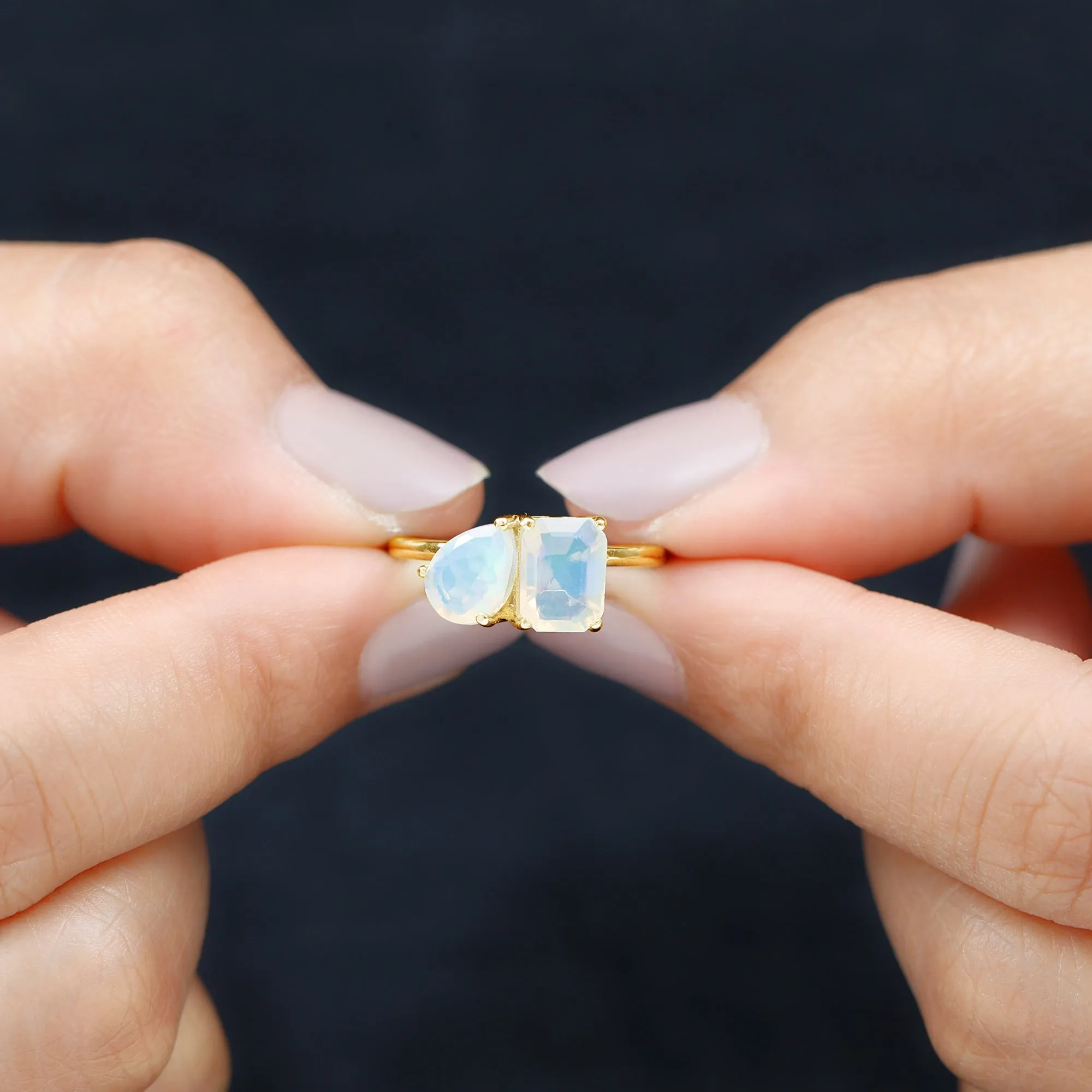 Natural Ethiopian Opal Toi Et Moi Ring