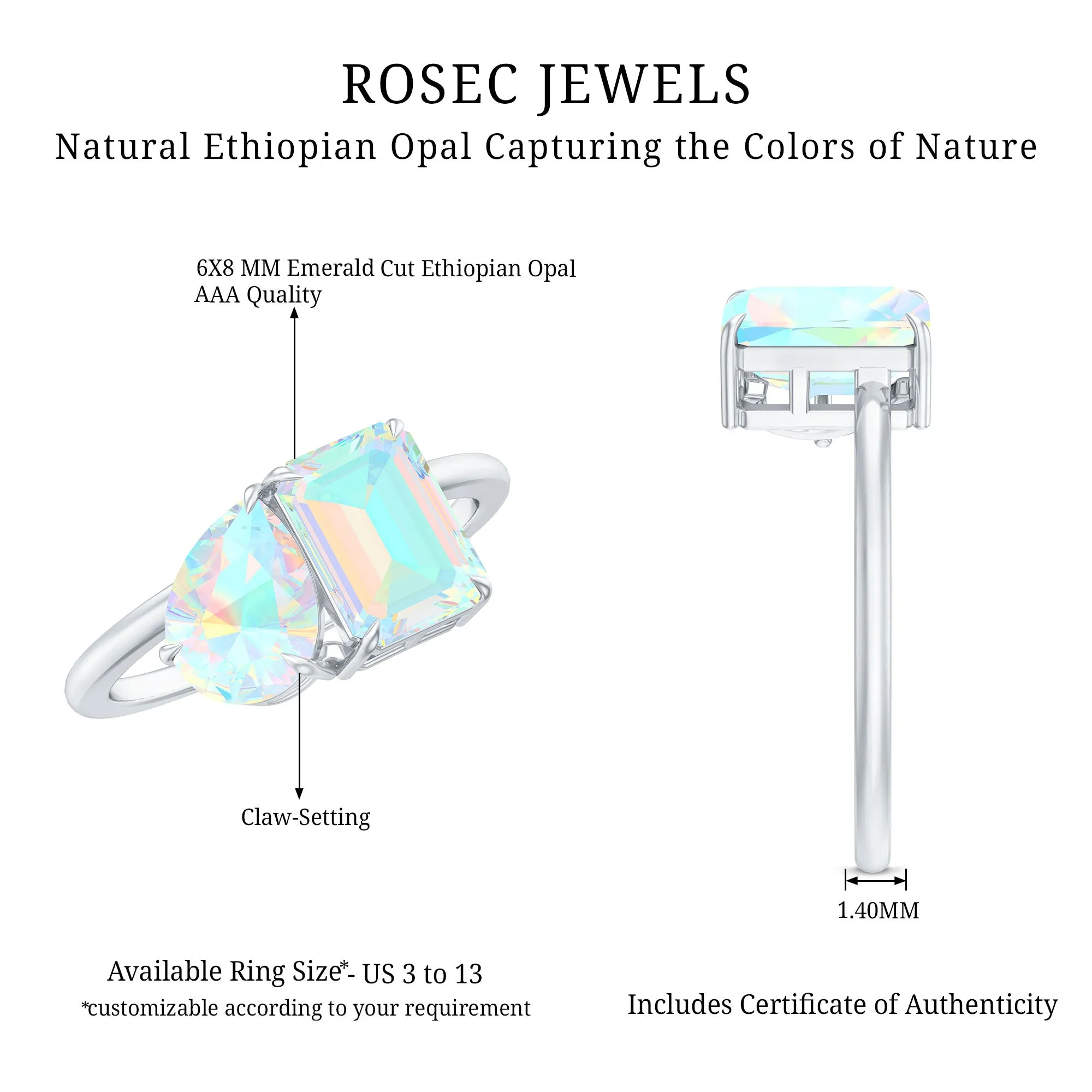Natural Ethiopian Opal Toi Et Moi Ring