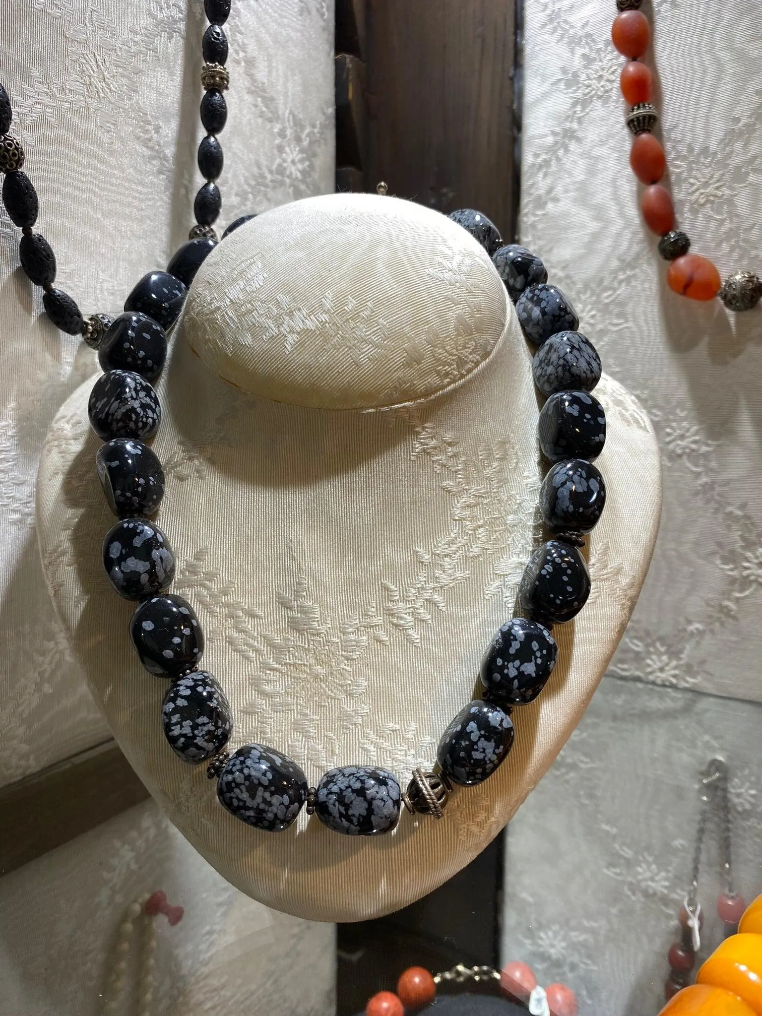 Necklace with Black Onyx stones and sterling silver elements