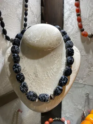 Necklace with Black Onyx stones and sterling silver elements